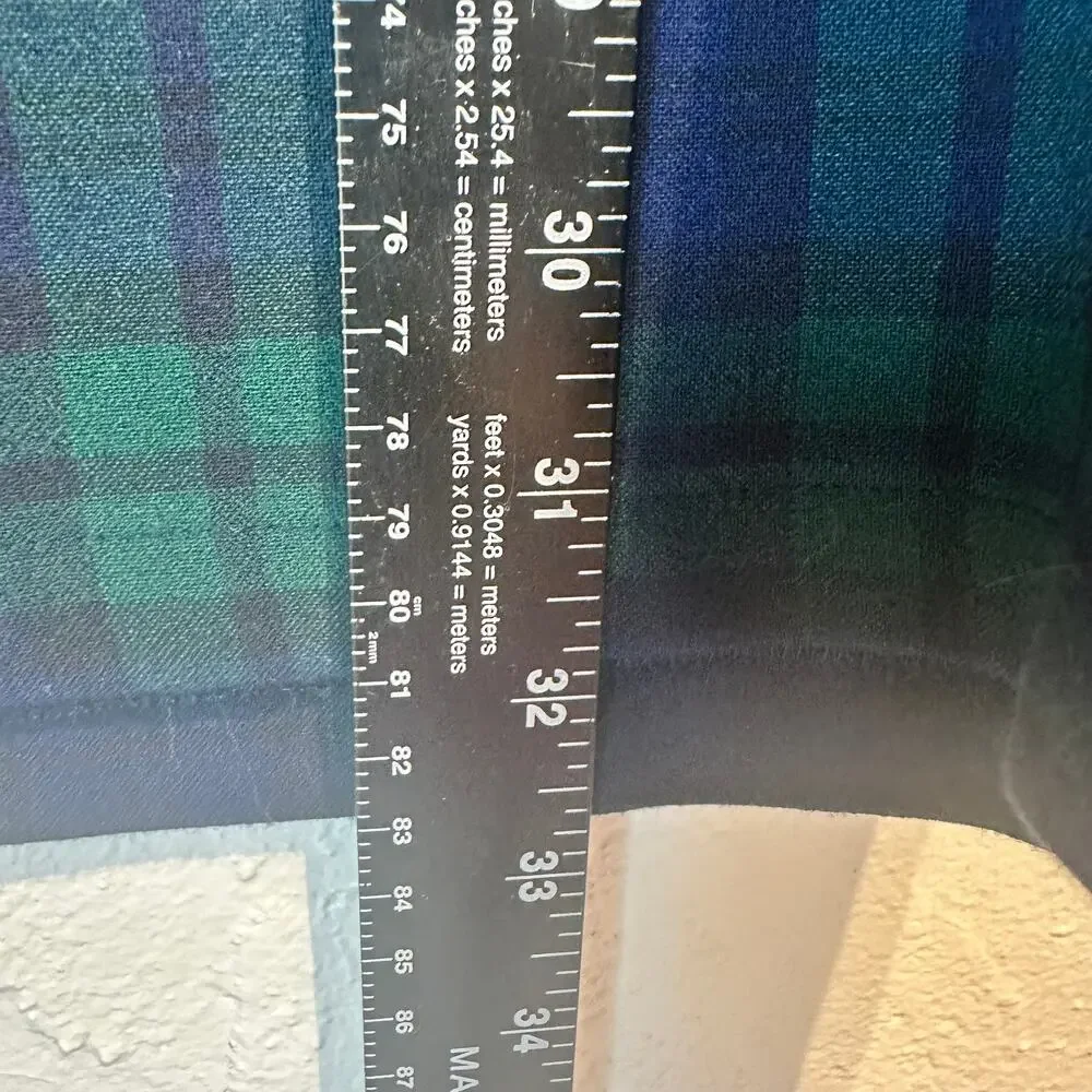 Vineyard Vines Girls Size 14 Dress Ruffle Short Sleeve Tartan Plaid Green Blue